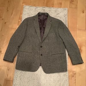 Ralph Lauren Mens Ultraflex Herringbone Classic Fit Wool (50R, Black/White)